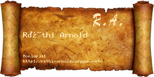 Réthi Arnold névjegykártya
