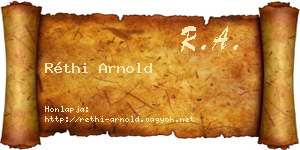 Réthi Arnold névjegykártya